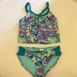 Old Navy Girls 10/12 floral tankini 2-pc